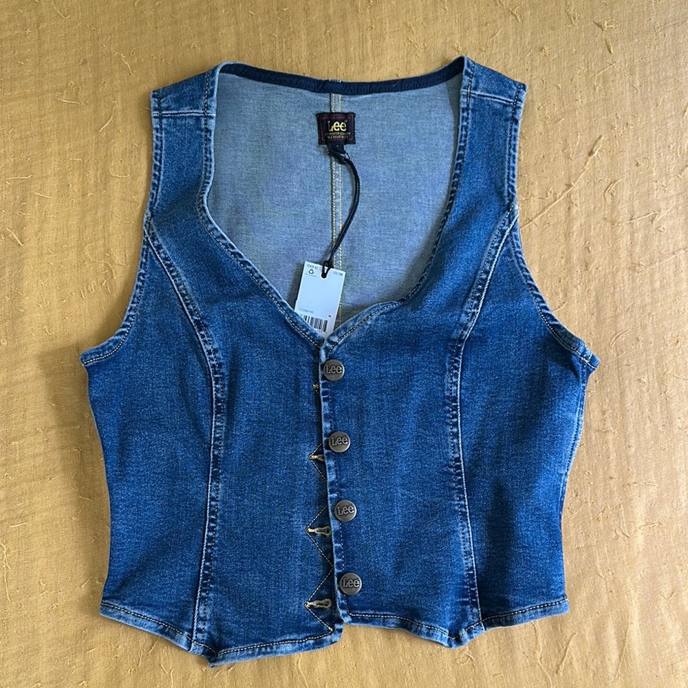 Lee Blue Denim Button-Up Vest